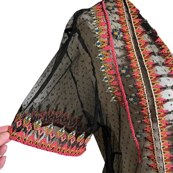 Sundance Dreamy Destinations Black Swiss Dot Embroidered Maxi Boho Dress — XL - Picture 7 of 14